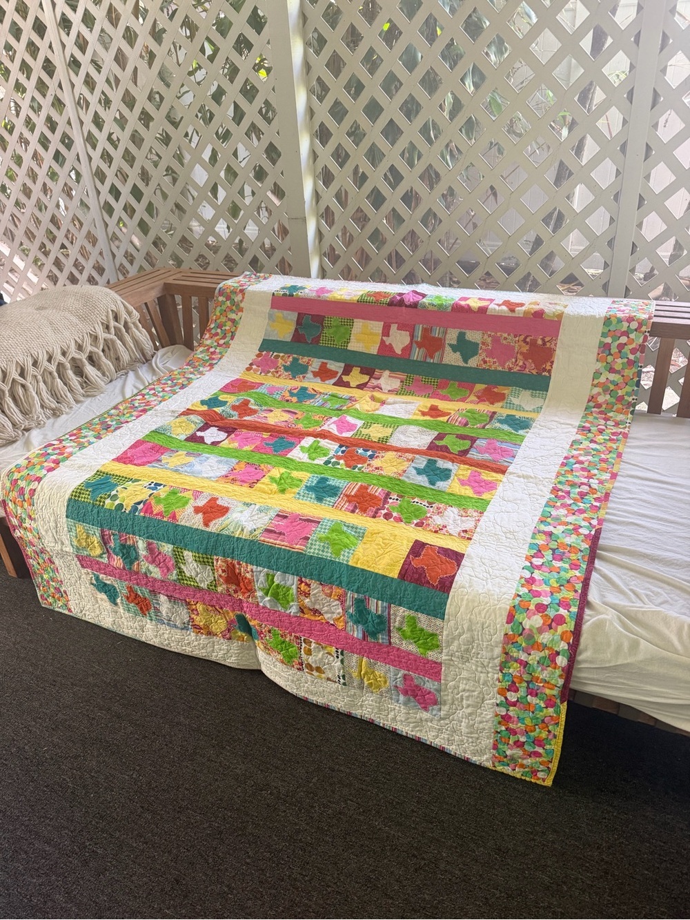 Handmade Colorful Texas Polka Dot Quilt
